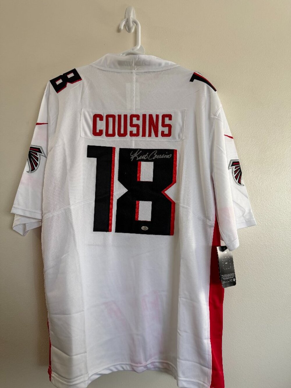 KIRK COUSINS SIGNED ATLANTA FALCONS WHITE NIKE JERSEY AUTOGRAPHED W/COA XL 603